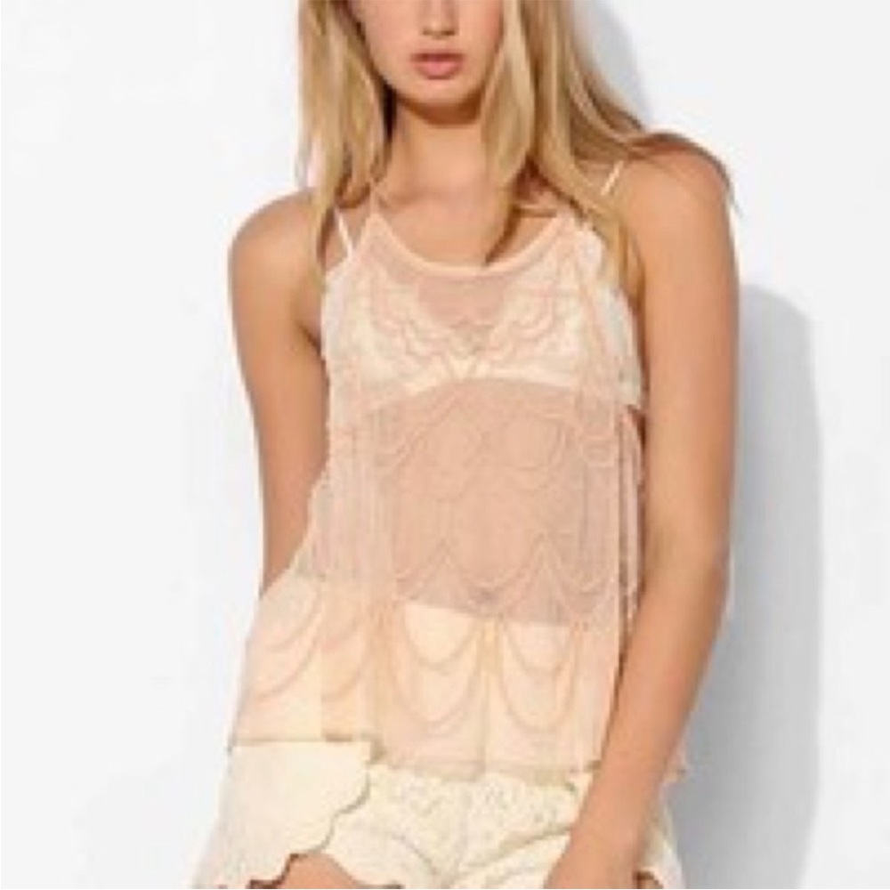 Kimchi blue beaded spaghetti open back crop